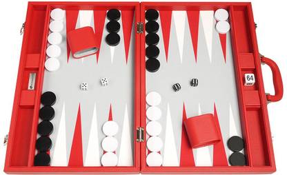 Silverman Co 19 Inch Premium Backgammon Set Large Size Red Board Party & Fun Board Game