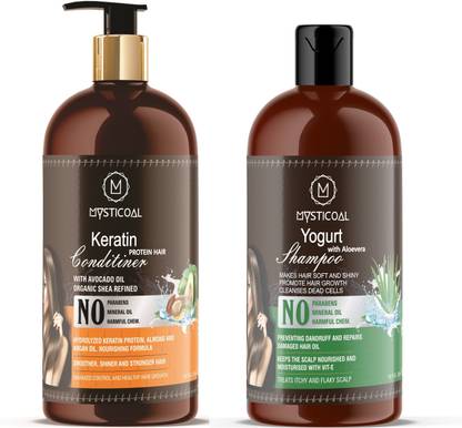 Mysticoal Yogurt Hair Shampoo and Keratin Conditioner Hair Shampoo Combo Kit (300ml+300ml)