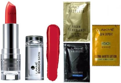 Lakmé Enrich Satin Lip Color (Shade-R356) with 3 Pcs Face Care Trial Pack Sachets