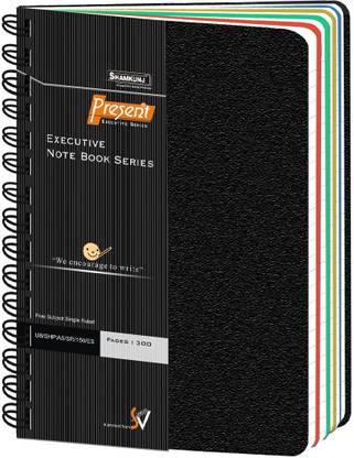 SHAMKUNJ A5 Present 70 GSM 300 Pages Ruled, Plastic Covers in Front-Back Ring Bound, 5 Subject wiro Spiral Notebook (22 x 16 cm) A5 Notebook Ruled 300 Pages