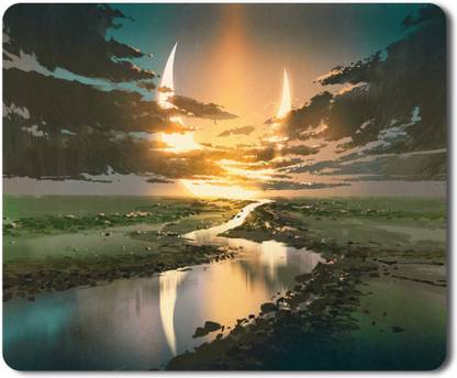 5 ACE beautifull half moon sed HD Printed designer speed mousepad for Laptop|Dekstop|gamers|Graphic designers-7x8.5 Inches Non Slip Base Mousepad
