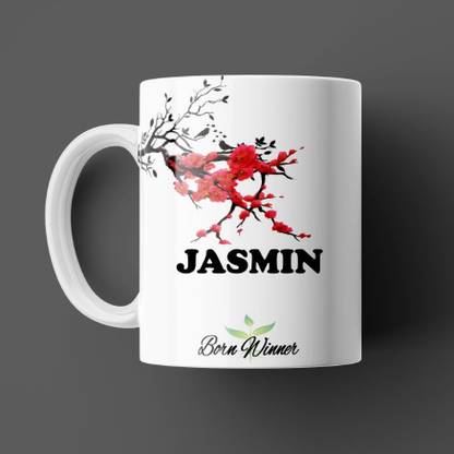 Beautum BORN WINNER Jasmin Name Printed White Ceramic (350)ml Model NO: BRNWIN7814 Ceramic Coffee Mug