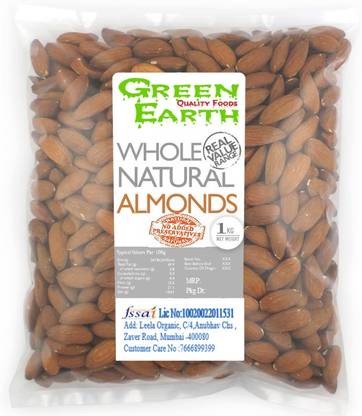 Green Earth Almonds, Whole & Natural (1kg) Almonds