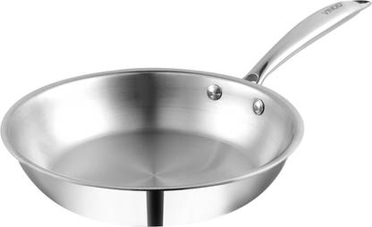 VINOD Platinum Triply Stainless Steel Frypan 22 cm Diameter with Riveted Sturdy Handle Fry Pan 22 cm diameter 2.5 L capacity