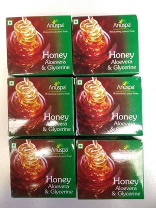 Anuspa Honey sabun for clear and youthful skin Bathing Soap 125 gm each. Set of 6