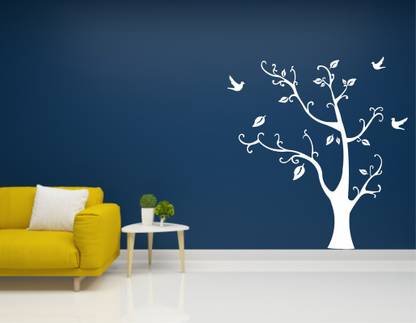 Burhani Decor 60 cm Wall sticker tree wall white decal sticker for home décor Self Adhesive Sticker