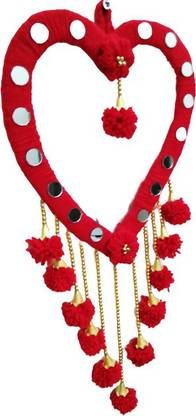 BEEJASANI Wall Hanging Woolen work Decorative Heart Shape Red Color (Size: 1.2 feet height, 7 inch width )
