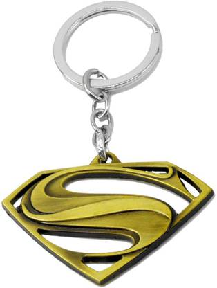 faynci High Quality Superman Keychain for Keys cooper Palted Stainless Steel Key Ring For Boys cool Gift Key Chain