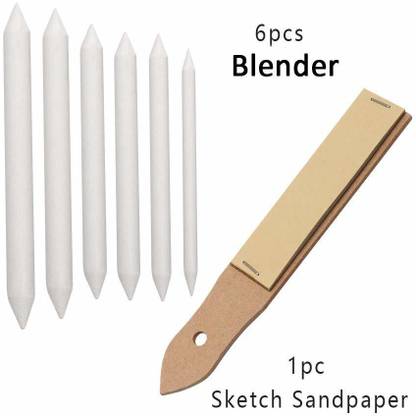 Samvardhan 1Pcs Sandpaper + 6Pcs Paper Stump Blender Pointer Tools