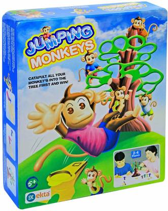 Ekta Toys Jumping Monkeys | Catapult all your monkey's into the tree first and win| For 5+ Age | 2-423 Player Game Party & Fun Board Game