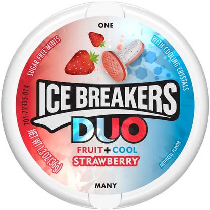 Icebreakers Sugar Free Mints Duo, Fruit + Cool Strawberry - 36g (1.3oz) Mint Candy