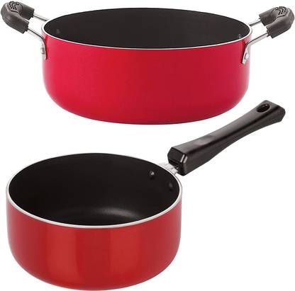 NIRLON Non-Stick Sauce Pan and Casserole 2 Piece Kitchen Utensil Set Non-Stick Coated Cookware Set