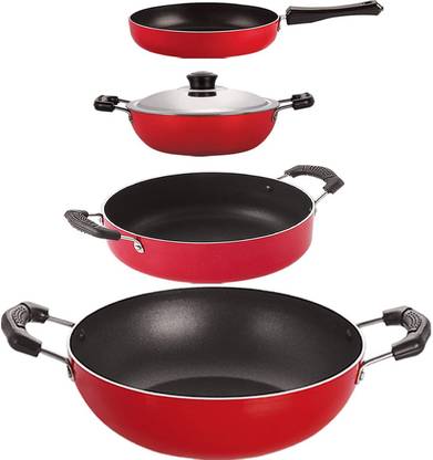 NIRLON Non Stick Aluminium Gift Set of 4 Pieces with Bakelite Handle (FP11_KD14_DKD(M)_CS24) Non-Stick Coated Cookware Set