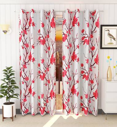 Ville Style 214 cm (7 ft) Polyester Semi Transparent Door Curtain (Pack Of 2)