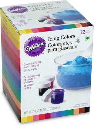 Wilton Icing Colour - Assorted - (14 Gm X 12 Bottel X 1 Set) Multicolor