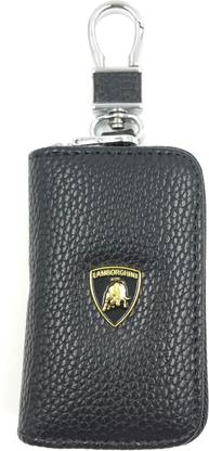 Good Goody Luxury Car Key Pouch (Black Color) Leather Lamborghini Car | Pouch/Holder for Car Keys- Remote Clicker Sports Car Keyring and Keychain Holder /Pouch SUV Key Chain