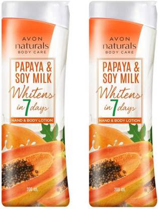 AVON Naturals Papaya & Soy Milk Hand & Body Lotion 200 ml Each