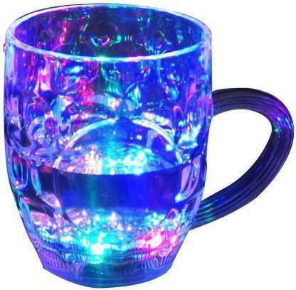Trustfy Plastic Colour Changing Cup with LED Light Magic Multicolored, 250 ml 1 Unit, Led Glass Cup Inductive Rainbow Color Changing Flashing Light Plastic Coffee Plastic Coffee Mug