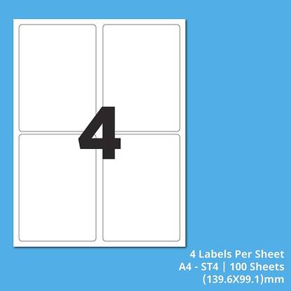 INFILABEL Self Adhesive Labels, A4 Size, 100 Sheets, Brilliant White(Customizable) Self Adhesive Paper Label