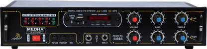 MEDHA D.J. PLUS M.NO.-4444 High Quality Transistor 4Channel Stereo Power Amplifier with Big LED Spectrum Analyser /Bluetooth/Recording/MIC Input/USB/SD Card Slot/FM Radio/AUX Input/Remote Control & Built-in Equalizer with Bass, Treble & Balance Control 350 W AV Power Amplifier