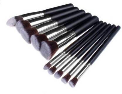 ADS HUDA Beauty 10 Pcs Makeup Brushes Soft Synthetic BLACK BRUSH