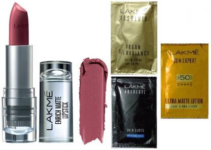Lakmé Enrich Matte Lip Color (Shade-WM 11) with 3 Pcs Face Care Sachets