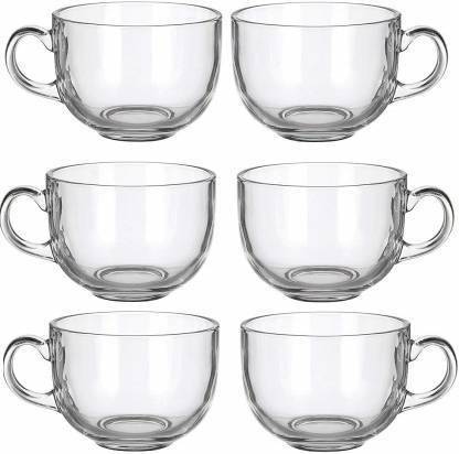 Namaste Kitchen Pack of 6 Glass Glass Transparent Imported Round Crystal Glass Tea & Coffee Cups (Clear)