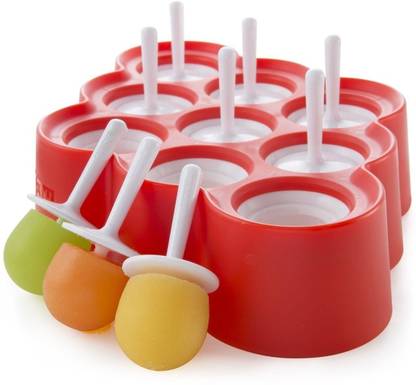 GTC Mini Pop Molds, 9 Miniature Popsicle Molds with Sticks and Drip-Guards Multicolor Plastic Ice Cube Tray