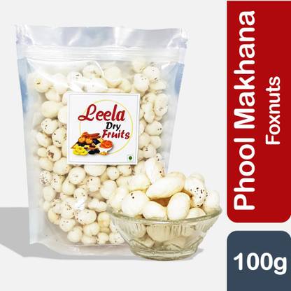Leela Phool Makhana Foxnuts [Free Delivery] Premium Big Size Lotus Seeds Pop/Gorgan Nut Puffed Kernel Dried Fox Nut