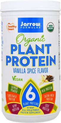 Jarrow Formulas Organic Plant Protein, Vanilla Spice Flavor, 16 oz (450 g) Plant-Based Protein