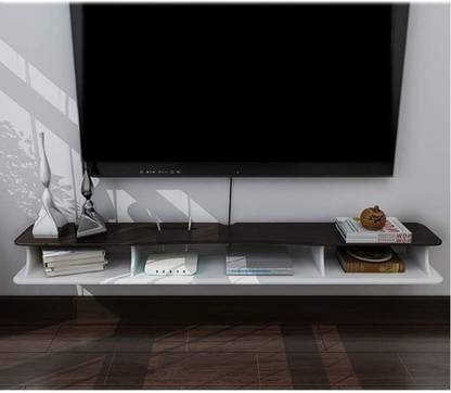 M S TRADERS WOODEN Wall-Mounted Media TV Console Floating Audio/Video TV Rack Cable Box Router Component Shelf Remote Control DVD Player Wall Mount Shelf MDF (Medium Density Fiber) Wall Shelf