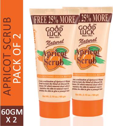 Goodluck Natural Apricot Scrub Leaves your Skin Fresh and Alive (Pack of 2) Scrub