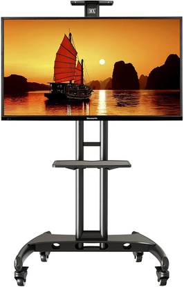 MX 32-65” LED LCD TV Portable Wheel Trolley Mobile Stand for Presentations, Office, Portable, Home with Wheels 1 Shelf (Heavy Duty TV Trolley for 32-65 INCHES TV) Full Motion TV Mount