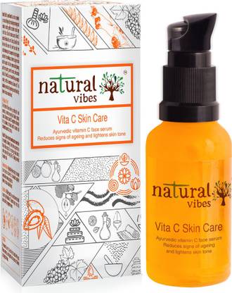 Natural Vibes Ayurvedic Vitamin C Skin Care Serum 30 ml ~ Reduces signs of ageing and lightens skin tone