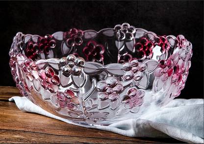 Elegant Glass Decorative Bowl Crystal Glass Modern Fruit Bowl for The Counters, Vegetables Serving Bowl Large Decorative for Kitchen,