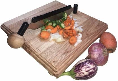JVJP I Wood Wooden Vegetable Cutter (10 * 12 Inch) Wooden, Stainless Steel Cutting Board