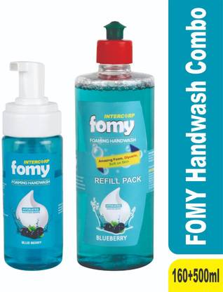 Intercorp Fomy Foaming Hand Wash 160 ml Pump with 500 ml Refill Combo Hand Wash Bottle
