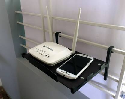 makerV Window rail mount Wifi-Router stand, Mobile holder shelf, TV Set top box stand, Accessories rack: No screws to wall Plastic, MDF (Medium Density Fiber) Wall Shelf