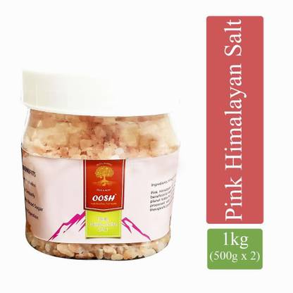 Oosh Pink Himalayan Salt | Sendha Namak | Jar Packaging | Grain Size 3-5 MM (1Kg) Himalayan Pink Salt