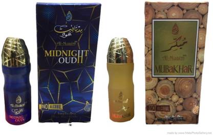 Al Nuaim MIDNIGHT OUD AND MUBAKHAR 20 ML ROLL ON ATTAR(PACK OF 2) Floral Attar