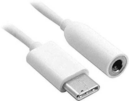 KDM AUX Cable 0.5 m Type C USB-C to 3.5mm Audio Jack Adapter, Headphone Aux Connector Nylon Cable for3 - (White)