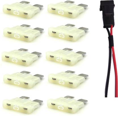 PBROS 25 AMP Blade Fuse with fuse holder 12V 10 Pieces 25 AMP Blade Fuse with fuse holder 12V Plastic Ceramic Blade Fuse box Electrical Fuse