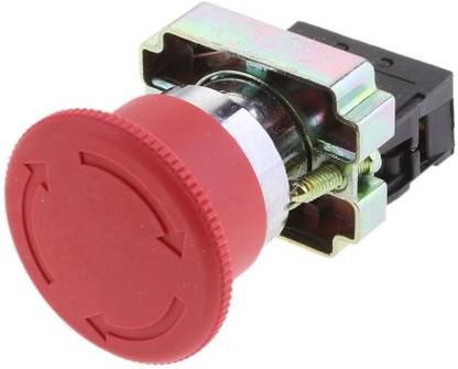 SS System XB2-BS542 RED Mushroom 2NC Emergency Stop Latching Rotary Self-Locking Push-Button Switch Power Supply Electronic Hobby Kit