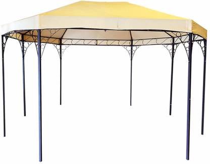 seven star decor Outdoor-Indoor-Garden-Terrace Waterproof 8 Pillars Fixed Iron Structure Gazebo (3.5mX3m, 42kg) Fabric Gazebo
