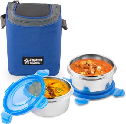 Flipkart SmartBuy Clip Lock Steel 2 Containers Lunch Box