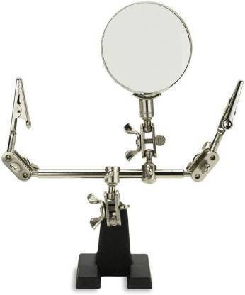 Protos India.Net Third Hand Soldering Iron Stand Helping Magnifying Tool,Magnifying Glass electric iron clamps 2.5x Magnifier