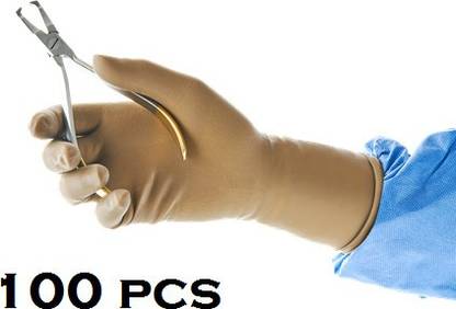 Iconic GOODLIFE BROWN COLOR REUSABLE SURGICAL LATEX HAND GLOVES, PACK OF 100, SAFETY GLOVES, SIZE NO. 7.5, Latex Surgical Gloves