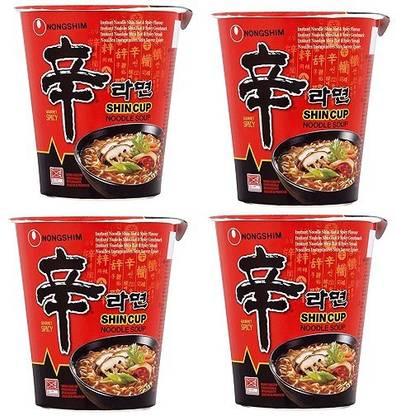 Nongshim Shin Ramyun Cup Noodles 68gm (Pack of 4) (Imported) Cup Noodles Non-vegetarian