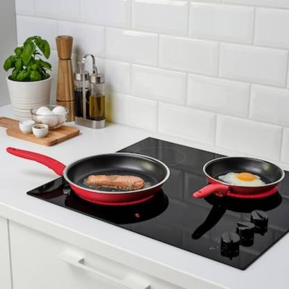 IKEA Frying Pan, Set of 2, Red Fry Pan 20 cm, 26 cm diameter 2.5 L capacity