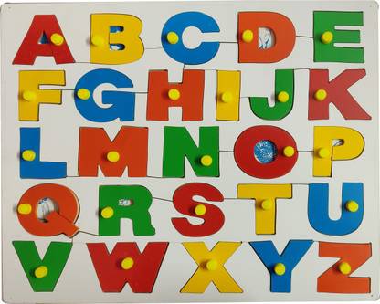Kidzoo Wooden Puzzles - Alphabets A to Z Uppercase Puzzle Colourfull Large Size Multicolor - 26 Pieces - Size 15"x 12" inches